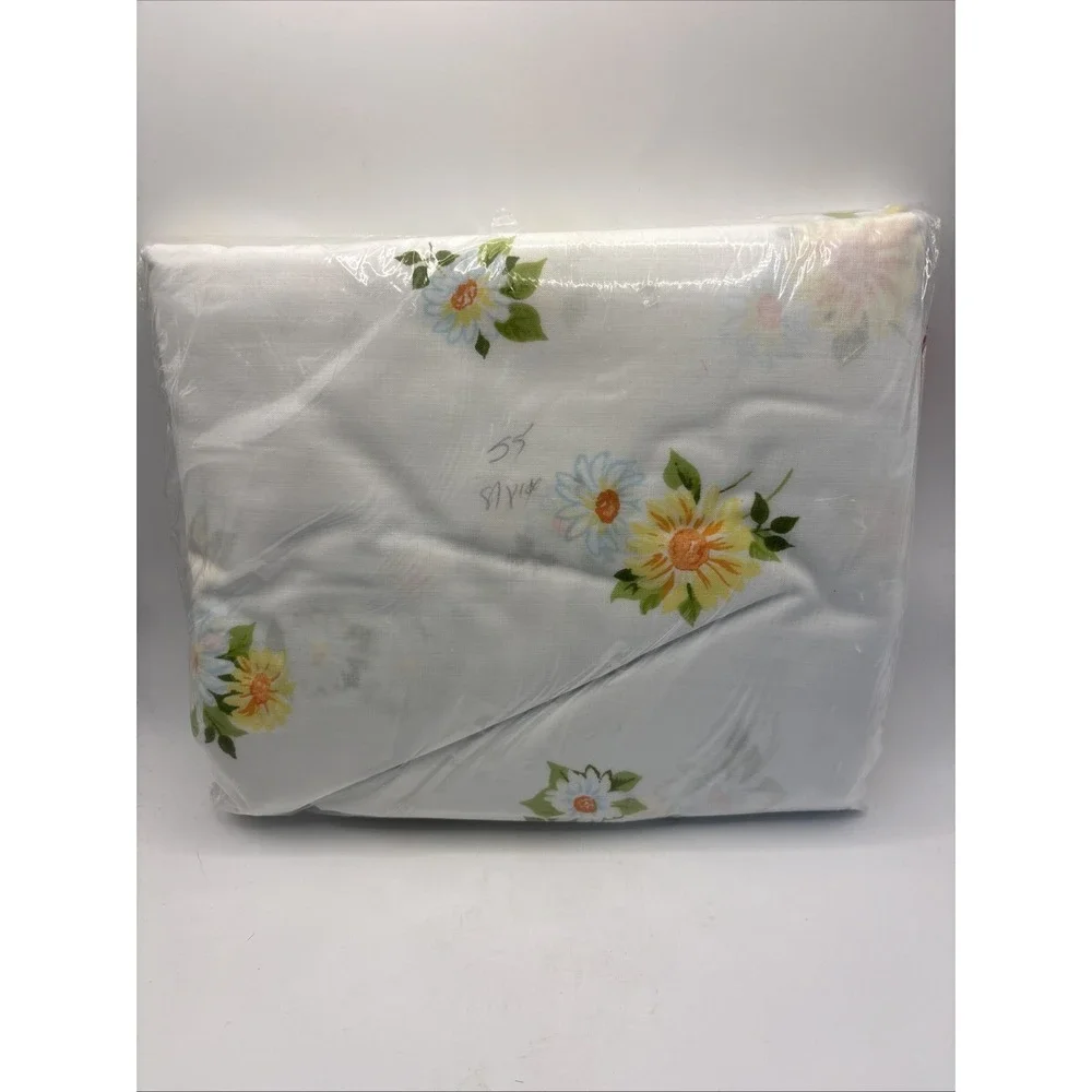 Vtg Selected Seconds Daisy Double Flat Sheet NOS Retro Cottagecore Deadstock